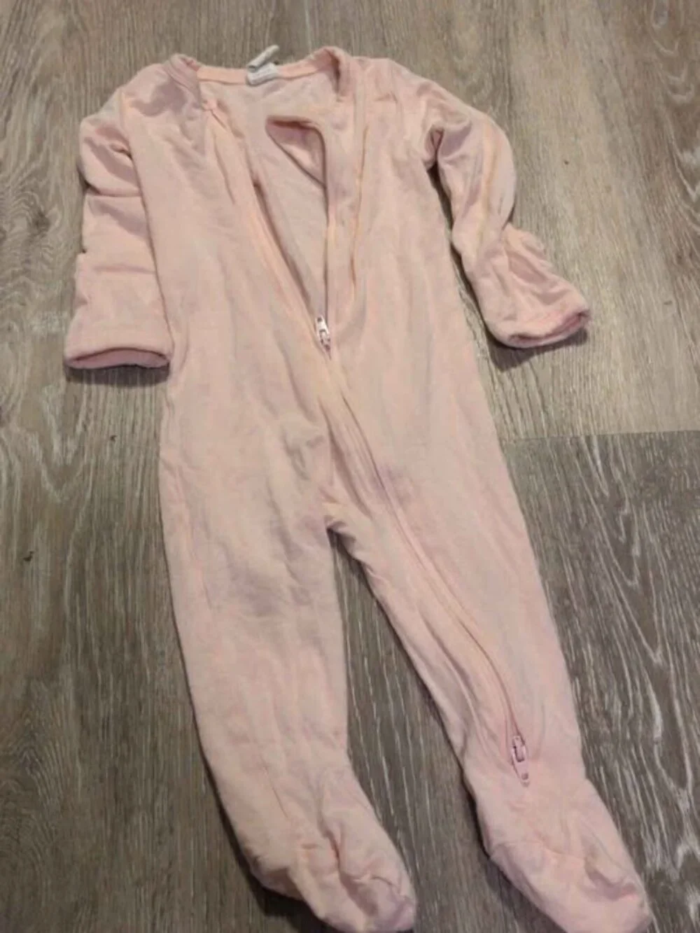 Kate Quinn Footie Pajamas 3/6 month light pink bamboo